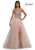Picture of: A-line Tulle Prom Dress with Stunning Floral Beaded Design in Blush, Style: 32862, Detail Picture 3