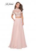 Picture of: Two Piece Dress with Beaded Lace Top and Sheer Back in Blush, Style: 25401, Detail Picture 4