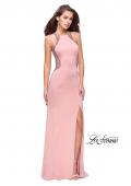 Picture of: Sheer Beaded Prom Dress with High Neck and Cut Outs in Blush, Style: 26060, Detail Picture 2