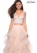 Picture of: Two Piece Metallic Tulle Dress with Rhinestone Bust in Blush, Style: 27445, Detail Picture 4