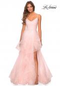 Picture of: Layered Tulle Prom Dress with V Shaped Neckline in Blush, Style: 28502, Detail Picture 4
