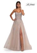 Picture of: Tulle A-line Prom Dress with Gorgeous Rhinestone Lace Applique in Blush, Style: 33028, Detail Picture 4