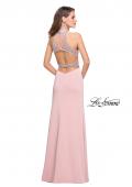 Picture of: Jersey Prom Gown with Metallic Beading and Leg Slit in Blush, Style: 25767, Detail Picture 5