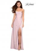 Picture of: Strapless Jersey Prom Dress with Ruching and Slit in Blush, Style: 26794, Detail Picture 5