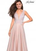 Picture of: Satin Prom Gown with beaded Bust and Pockets in Blush, Style: 27205, Detail Picture 5