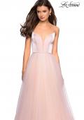 Picture of: Tulle evening Gown with Satin Bust and V Shaped Back in Blush, Style: 27485, Detail Picture 5