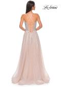 Picture of: Prom Gown with Rhinestone Tulle and Illusion Corset Bodice in Blush , Style 32725, Detail Picture 5