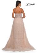 Picture of: Soft Ruffle Tulle Gown with an Illusion Corset Style Top in Blush , Style: 32528, Detail Picture 6
