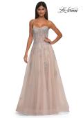 Picture of: Tulle A-line Prom Dress with Gorgeous Rhinestone Lace Applique in Blush, Style: 33028, Detail Picture 6