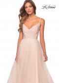 Picture of: Tulle A-line Dress with Patterned Rhinestone Bodice in Blush, Style: 28511, Detail Picture 7
