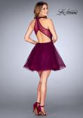 Picture of: Short Tulle Dress with High Neckline and Beading in Boysenberry, Style: 25293, Detail Picture 8