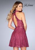 Picture of: Short Halter Top Dress with Scallop Keyhole Back in Boysenberry, Style: 25099, Back Picture