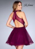 Picture of: Short Tulle Dress with High Neckline and Beading in Boysenberry, Style: 25293, Detail Picture 3