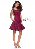 Picture of: Lace Short Dress with Rhinestones and Pockets in Boysenberry, Style: 26616, Detail Picture 5