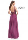Picture of: Long Evening Gown with Chiffon Skirt and Scoop Open Back in Boysenberry, Style: 25513, Back Picture