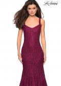 Picture of: Open Back Stretch Lace Long Prom Dress in Boysenberry, Style: 27709, Detail Picture 3