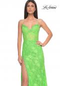 Picture of: Scallop Detail Lace Fitted Prom Dress with Illusion Bodice in Bright Green, Style: 32441, Detail Picture 8
