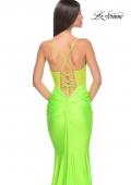 Picture of: Neon Ruched Jersey Dress with Illusion Corset Lace Top in Bright Green, Style: 32322, Detail Picture 10