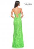 Picture of: Scallop Detail Lace Fitted Prom Dress with Illusion Bodice in Bright Green, Style: 32441, Detail Picture 10