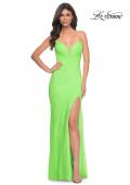 Picture of: Strapless Rhinestone Fishnet Dress with Illusion Back in Green, Style: 32417, Detail Picture 1