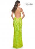 Picture of: Neon Fitted Print Sequin Pastel Prom Dress in Bright Green, Style: 32343, Detail Picture 2