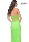 Picture of: Strapless Rhinestone Fishnet Dress with Illusion Back in Green, Style: 32417, Detail Picture 2
