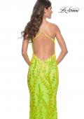 Picture of: Neon Fitted Print Sequin Pastel Prom Dress in Bright Green, Style: 32343, Detail Picture 6