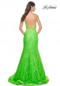 Picture of: Neon Long Mermaid Lace Dress with Back Rhinestone Detail in Bright Green, Style: 32314, Detail Picture 7