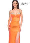 Picture of: Open Back Prom Dress with Rhinestone Detail Neckline in Bright Orange, Style 32851, Detail Picture 19
