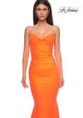 Picture of: Simple Jersey Mermaid Prom Dress with Sweetheart Neckline in Bright Orange, Style 32872, Detail Picture 19
