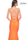 Picture of: Open Back Prom Dress with Rhinestone Detail Neckline in Bright Orange, Style 32851, Detail Picture 20
