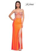 Picture of: Fabulous Prom Dress with Rhinestone Corset Bodice and Simple Skirt in Bright Orange, Style 32669, Detail Picture 5