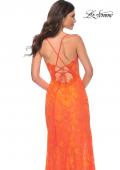 Picture of: Scallop Detail Lace Fitted Prom Dress with Illusion Bodice in Orange, Style: 32441, Detail Picture 6
