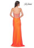 Picture of: Fabulous Prom Dress with Rhinestone Corset Bodice and Simple Skirt in Bright Orange, Style 32669, Detail Picture 6