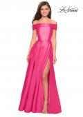 Picture of: Long Off The Shoulder Gown with Pockets in Bright Pink, Style: 27005, Detail Picture 2
