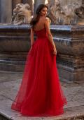 Picture of: A-Line Tulle Dress with Satin Corset Bodice in Red, Style: 32424, Back Picture