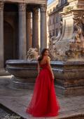 Picture of: A-Line Tulle Dress with Satin Corset Bodice in Red, Style: 32424, Detail Picture 3