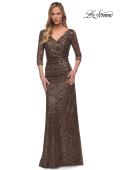 Picture of: Three-Quarter Sleeve Sequin Dress with Ruching, Style: 29195, Detail Picture 3