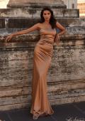 Picture of: Strapless Stretch Satin Dress with Ruching in Bronze, Style: 32300, Main Picture
