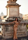 Picture of: Strapless Stretch Satin Dress with Ruching in Bronze, Style: 32300, Detail Picture 2