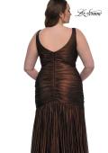 Picture of: Gorgeous Metallic Curve Dress with V Neck and Ruching in Bronze , Style: 33021, Detail Picture 6