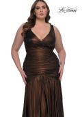 Picture of: Gorgeous Metallic Curve Dress with V Neck and Ruching in Bronze , Style: 33021, Detail Picture 7
