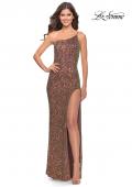 Picture of: Elegant Soft Sequin One Shoulder Long Dress in Bronze in Bronze, Style: 31426, Main Picture