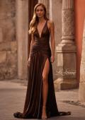 ワンピース ETMON Pintuck Slit Jersey Dress, Brown rdm1294_amethyst-36.jpg