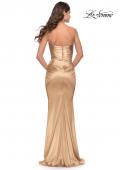 Picture of: Strapless Stretch Satin Dress with Ruching in Bronze, Style: 32300, Detail Picture 8