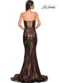 Picture of: Mermaid Metallic Prom Dress with Sweetheart Strapless Top in Bronze , Style 32995, Detail Picture 8