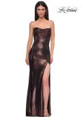 Picture of: Strapless Draped Neckline Prom Dress in Metallic Jersey in Bronze , Style 32828, Detail Picture 10