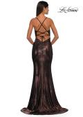 Picture of: Ruched Prom Dress with Metallic Lace and Fabric in Bronze , Style: 33059, Detail Picture 10