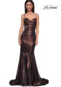 Picture of: Mermaid Metallic Jersey Dress with Draped Neckline in Bronze , Style 32897, Detail Picture 11