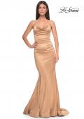 Picture of: Stretch Satin Gown with Draped Sweetheart Neckline in Bronze, Style: 31915, Detail Picture 12